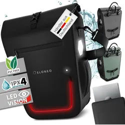 Eloneo Fahrradtasche Gepäckträgertasche, Satteltasche mit Reflektorstreifen wasserdicht LED 1 St