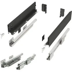SO-TECH® Schubkasten System JUNKER SLIM H: 84 mm, bis 35 kg Last mit Push to Open, anthrazit, 13 mm schlanke Schubladenzargen, Nennlänge 400 mm grau