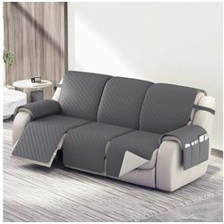 Sofahusse Sofabezug Sesselschoner Fernsehsessel 2-,3- Sitzer,Wasserdicht, BTTO, Doppelseitig mit Taschen und Armlehnen, Elastischem Band