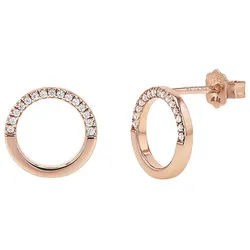 TOM TAILOR Paar Ohrstecker Schmuck Geschenk Silber 925 Kreis rund, mit Zirkonia (synth) goldfarben