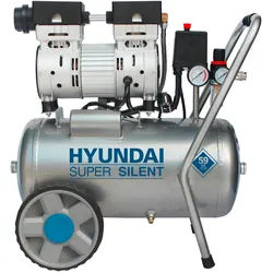 Hyundai Druckluftkompressor , Silberfarben , Metall , 59x55x36 cm , ölfrei, Druckminderer, Rückschlagventil, Manometer Kesseldruck, Manometer Ausgabedruck, einfach zu transportieren , Freizeit & Co, Heimwerken, Werkzeug