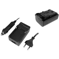 Trade-Shop 2in1 Set passend für Sony HDR DCR NP-FV50 NP-FV70 NP-FV100 Ladegerät + Kamera-Akku Li-Ion 1100 mAh (7,4 V), Für 220V Steckdose und 12V/24V Kfz Zigarettenanzünder