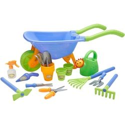 Xxxl Schubkarre 16-Tlg , Blau, Gelb, Grau, Grün , Kunststoff , farbecht , Freizeit & Co, Gartenspielzeug, Sandspielzeug