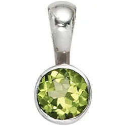 JOBO Runder Anhänger, rund 925 Silber mit Peridot silberfarben
