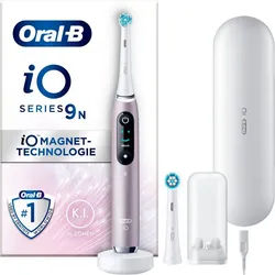 Oral-B Elektrische Zahnbürste iO 9, Aufsteckbürsten: 2 St., mit Magnet-Technologie, 7 Putzmodi, Farbdisplay & Lade-Reiseetui rosa