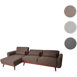 Sofa HWC-J20, Couch Ecksofa, L-Form 3-Sitzer Liegefläche Schlaffunktion Stoff/Textil 280cm ~ braun