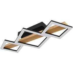 GLOBO LIGHTING LED Deckenleuchte DUSTIN, LED fest integriert, Warmweiß, Deckenlampe, Holz, unterschiedliche Quadrate, Wohnbereich schwarz 66 cm x 10 cm x 30 cm