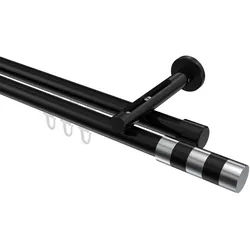 GARDINENSTANGE INNENLAUF Siteno Mavell 320 cm (geteilt in 2 x 160 cm), 2-läufig, 20 mm Ø Schwarz