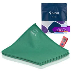 Silva EU Silva Glastuch Mikrofasertuch (Einzelprodukt, 1 Stück, 2 Stück, 3 Stück, Streifenfrei, Fusselfrei, Waschmaschinengeeignet) grün