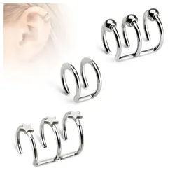 Order & Smile Schmuck Fake-Ear-Plug Fake Cartilage: Non-Piercing Ohrklemme "Clip-On" silberfarben