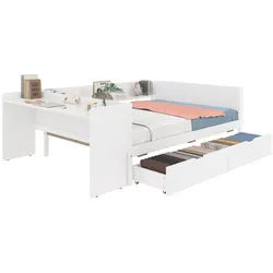Okwish Kinderbett 140/200 cm rosa mit Schreibtisch und Rollbett , Weiß , Holz , 140x200 cm , Babymöbel & Kindermöbel, Kinderzimmer & Jugendzimmer, Kinderbetten
