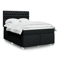 vidaXL Boxspringbett, Boxspringbett mit Matratze Schwarz 140x200 cm Stoff