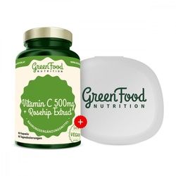 GreenFood Nutrition Vitamin C 500 + Hagebutten-Extrakt Kapselbehälter Kapseln 60 St