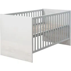 Roba Babybett Maren 2 70 x 140 cm , Hellgrau , Holzwerkstoff , Rechteckig , 70x140 cm , Babymöbel, Babybetten, Gitterbett