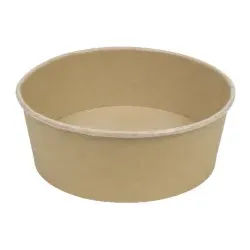 Greenbox Schalen aus Karton, rund, 1000 ml, Ø 18,5 cm, Stabile Kartonschalen für kalte, warme und leicht fettige Speisen wie Salate, 1 Karton = 6 Packungen à 50 Stück, Farbe: braun