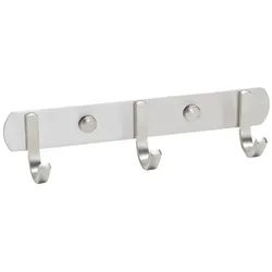 SO-TECH® Garderobenleiste Hakenleiste SAMU echt Edelstahl Mantelhaken Handtuchhalter, Länge 200 mm, 3 Haken, inkl. Befestigungsset silberfarben 20 cm
