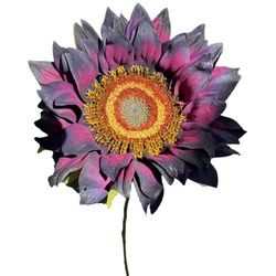 Kunstblume Große lilafarbene bunte Sonnenblume Künstliche Pflanze, 70cm, Flor & Decor Import GmbH