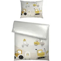 Patinio Babybettwäsche , Beige , Textil , Traktor , 100x135 cm , Gots, DIN EN ISO 50001, DIN EN ISO 9001, Oeko-Tex® Standard 100, Organic Content Standard (Ocs) 100, Oeko-Tex® Made IN Green , pflegeleicht, atmungsaktiv, hautfreundlich, 100% feinster Baumwollsatin mit Seiden-Finish , Schlafen, Babytextil-Kollektionen