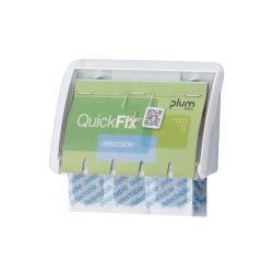 Plum QuickFix Pflasterspender UNO, transparent, Moderner Spender für mehr Sicherheit am Arbeitsplatz, 1 Spender - inkl. detectable 45 Pflaster