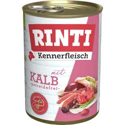 RINTI Kennerfleisch 400g Dose Hundenassfutter 6 x 400 Gramm Kalb