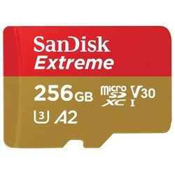 SanDisk Extreme microSDXC UHS-I, C10, U3, V30, A2 + SD Adapter 256 GB 190 MB/s