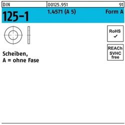 Reyher Unterlegscheibe 100er Pack Unterlegscheibe DIN 125-1 A 31x56x4 A5/1.4571 10 Stück DIN