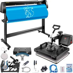 VEVOR 38 x 30 cm Heißpressemaschine 5 In 1 Transferpresse Hitzepressemaschine und 1350 mm Vinyl Schneideplotter Schneideplotter Desktop Maschine