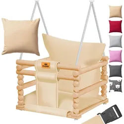 KIDIZ Babyschaukel, Kinderschaukel Schaukelsitz mit Polsterung beige