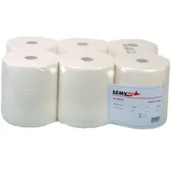 Handtuchrolle mit 4 er Spezialkern, Ø 19 cm, Zellstoffpapier, geprägt, verleimt, hochweiß, 1 Paket = 6 Rollen zu je 130 Meter, 2-lagig