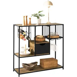 SoBuy Küchenregal Vintage Braun , Naturfarben , Holzwerkstoff , 100x95x33 cm , Küchen, Küchenmöbel, Küchenregale