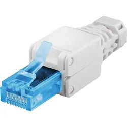 Goobay Werkzeugfreier RJ45 Stecker CAT 6A UTP ungeschirmt - Für 3 Kabeldurchmesser (5,2 mm/6,4 mm/7,5 mm), Klemmleiste für werkzeugfreie LSA-Montage