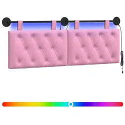 vidaXL Bett Hängendes Kopfteil Mit LED Licht Rosa Stoff (1-tlg) rosa