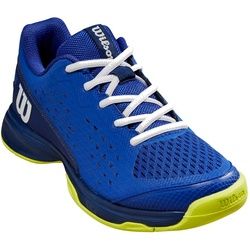 Wilson Tennisschuhe Rush Pro L Allcourt 2024 blau/gelb Kinder