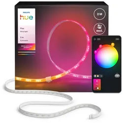 Philips Hue LED-Streifen Flux Gradient LED-Streifen Zubehör, steuerbar per App, RGBWWIC, Verlängerungs-Set, Farbverläufe, selbstklebend, kürzbar weiß 2 m