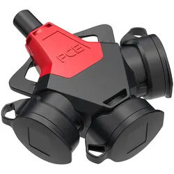 PCE Schutzkontakt-Verteiler Taurus2, 3-fach, IP54, schwarz/rot