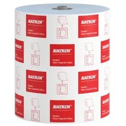 KATRIN System Handtuchrolle M, 2-lagig, blau, Weiche und saugfähige Papierhandtücher, 1 Paket = 6 Rollen à 705 Blatt