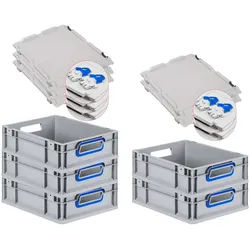 PROREGAL 5x Eurobox NextGen Color mit Scharnierdeckel & Verschlüssen | HxBxT 12x30x40cm | 11 Liter | Griffe blau offen | Glatter Boden
