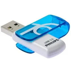 Philips PHILIPS USB-Stick Vivid 3.0 blau, weiß 16 GB USB-Stick (Praktischer Drehmechanismus schützt den Anschluss ohne separate Kappe)