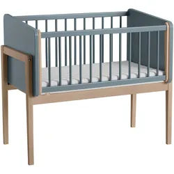 Paidi Beistellbett , Blau , Holzwerkstoff , 109.70x56.90x99.40 cm , Blauer Engel, Goldenes M , Lattenrost höhenverstellbar, zur Sitzbank umbaubar , Babymöbel & Kindermöbel, Babyzimmer, Babybetten