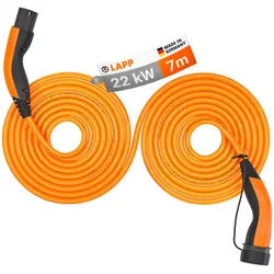 Lapp Selbstaufrollendes Doppelhelix Ladekabel Typ 2 Mode 3 / 3-phasig 32 A bis 22 kW 7 Meter orange