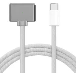 Alpha Electronics MagSafe 3 USB-C Schnellladekabel für Macbook Pro/Air magnetisches Ladekabel, USB-C, USB-C (200 cm), Schnellladend, 140W, magnetisch, zweifarbige LED-Anzeige grau