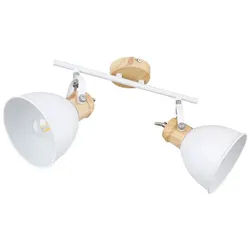 GLOBO LIGHTING Deckenleuchte, Leuchtmittel nicht inklusive, Decken Spot Lampe Ess Zimmer Licht-Schiene Holz Optik Leuchte Strahler weiß