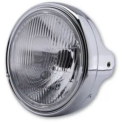 HIGHSIDER smart 7 Zoll LTD Stirnlampe H4 Chromgeprägtes Glas, seitliche Halterung, E-geprüft (1 Stück), schwarz