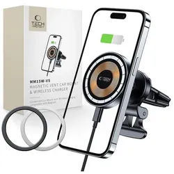 MM15W-V5 Car Phone Holder with MagSafe 15W Inductive Charger for Air Vent - Black