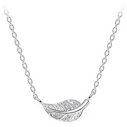 Order & Smile Schmuck Kette mit Anhänger Kette Blatt mit Zirkonia: Damen Halskette Silber 925, gestempelt silberfarben