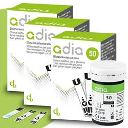 adia Blutzuckerteststreifen, 150 Stück, Blutzucker-Selbstkontrolle bei Diabetes Teststreifen St