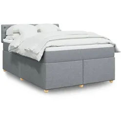 vidaXL Boxspringbett, Boxspringbett mit Matratze Hellgrau 160x200 cm Stoff