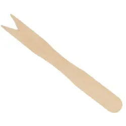 Verive Pommesgabel Einwegbesteck, Holz, 8,5 cm, Zweizackige Frittengabel aus stabilem Holz, 1 Packung = 500 Stück