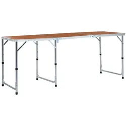 vidaXL Campingtisch 180 x 60 cm Klappbarer Campingtisch Aluminium 180x60 cm braun