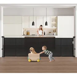 VEVOR einziehbares Babygitter (87 cm hoch ausziehbar bis 280 cm breit) ausziehbares Gitter für Kinder Haustiere, Netzmaterial, Treppenschutzgitter für Innentreppen Türen Flure Spielzimmer, Schwarz
